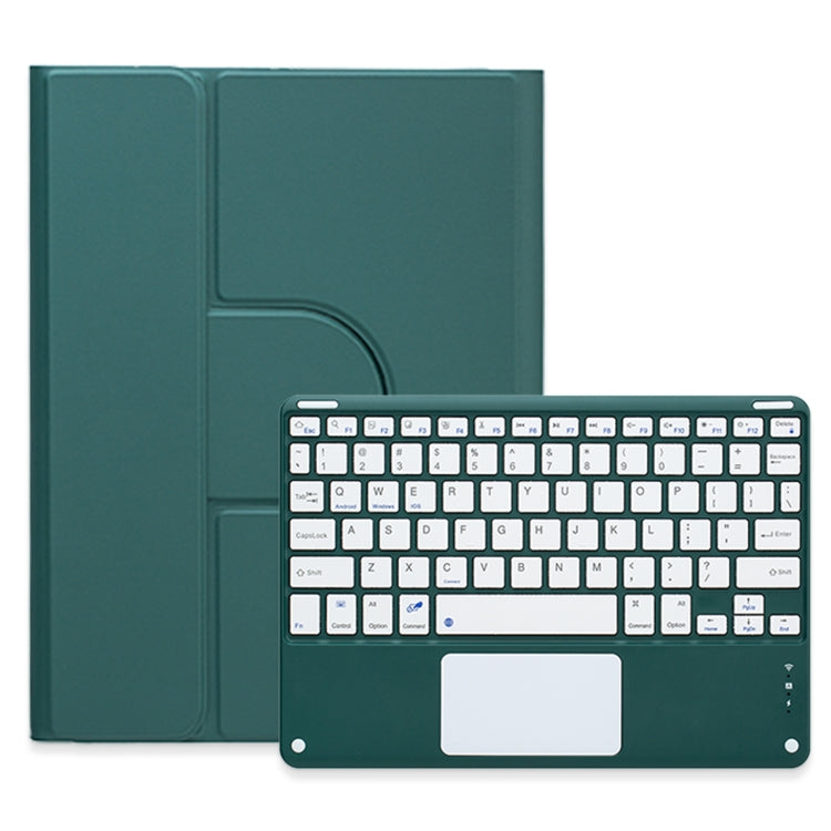 For iPad 10.2 2021 / Air 2019 Square Button 360 Degree Rotatable Bluetooth Keyboard Leather Case with Touchpad(Dark Green) - Universal by PMC Jewellery | Online Shopping South Africa | PMC Jewellery