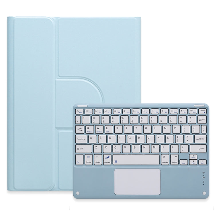 For iPad 10.2 2021 / Air 2019 Square Button 360 Degree Rotatable Bluetooth Keyboard Leather Case with Touchpad(Sky Blue) - Universal by PMC Jewellery | Online Shopping South Africa | PMC Jewellery