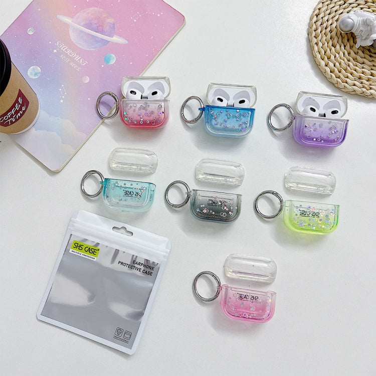 For AirPods Pro Transparent Glitter Bluetooth Earphone Protective Case(Purple) - For AirPods Pro by PMC Jewellery | Online Shopping South Africa | PMC Jewellery | Buy Now Pay Later Mobicred