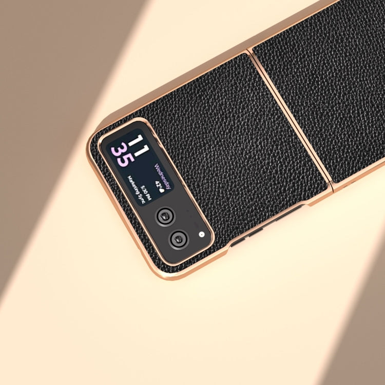 For Motorola Razr 40 Genuine Leather Mino Series Nano Plating Phone Case(Black) - Motorola Cases by PMC TechLife | Online Shopping South Africa | PMC TechLife | Buy Now Pay Later Mobicred