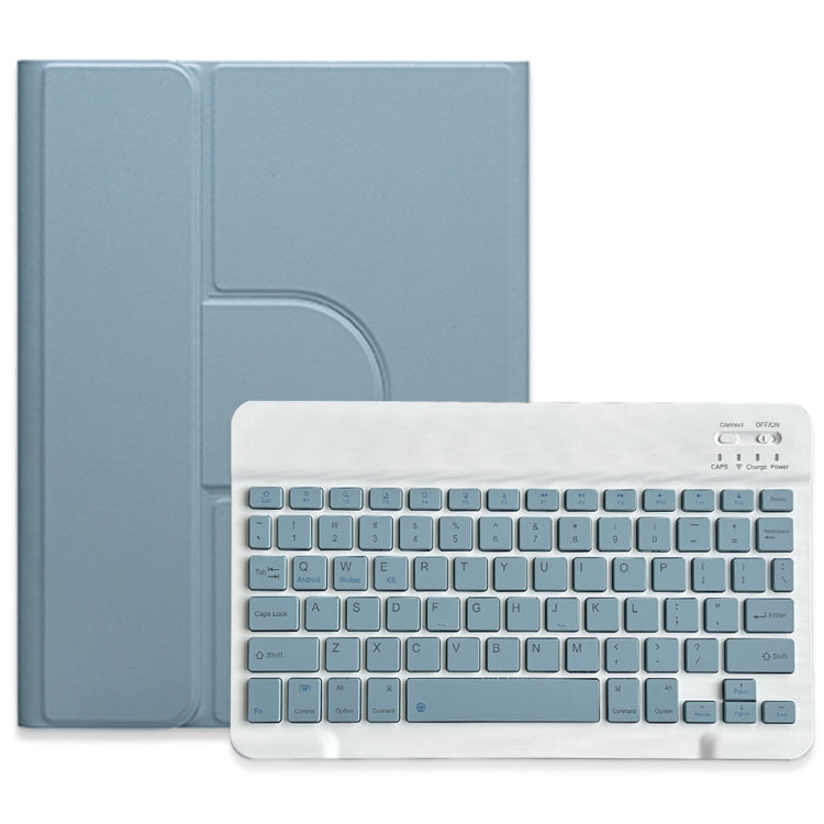 For iPad Air 2022 / iPad Pro 11 2021 Square Button 360 Degree Rotatable Bluetooth Keyboard Leather Case(Mist Blue) - Universal by PMC Jewellery | Online Shopping South Africa | PMC Jewellery