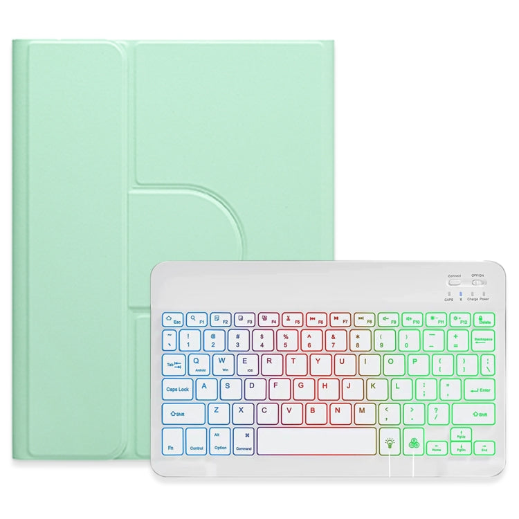 For iPad Air 2022 / iPad Pro 11 2021 Three-color Backlight White 360 Degree Rotatable Bluetooth Keyboard Leather Case(Mint Green) - Universal by PMC Jewellery | Online Shopping South Africa | PMC Jewellery