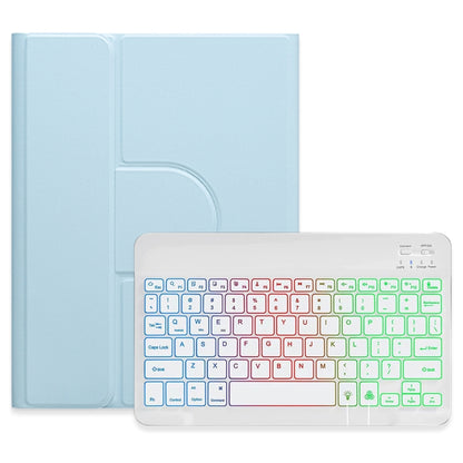 For iPad Air 2022 / iPad Pro 11 2021 Three-color Backlight White 360 Degree Rotatable Bluetooth Keyboard Leather Case(Sky Blue) - Universal by PMC Jewellery | Online Shopping South Africa | PMC Jewellery