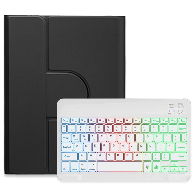 For iPad Air 2022 / iPad Pro 11 2021 Three-color Backlight White 360 Degree Rotatable Bluetooth Keyboard Leather Case(Black) - Universal by PMC TechLife | Online Shopping South Africa | PMC TechLife