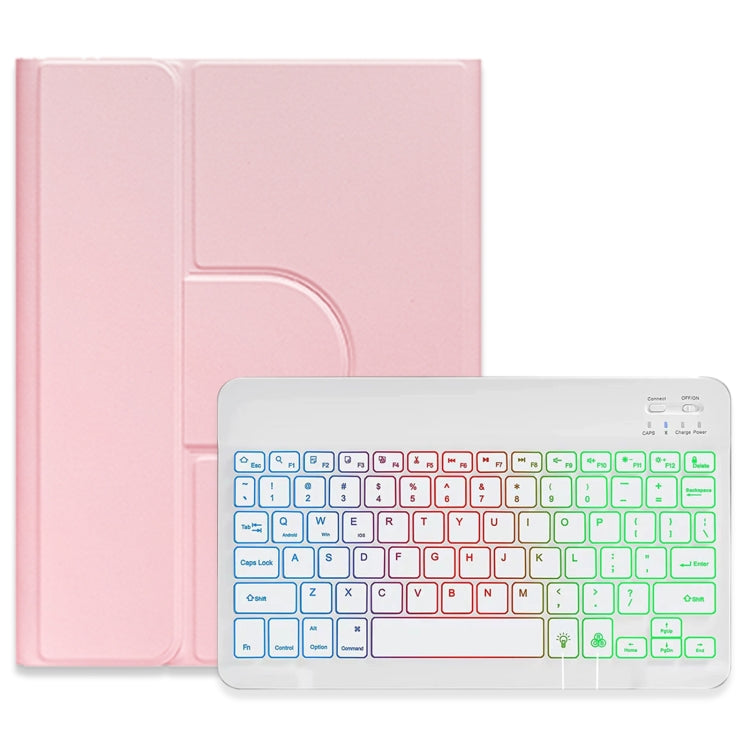 For iPad Air 2022 / iPad Pro 11 2021 Three-color Backlight White 360 Degree Rotatable Bluetooth Keyboard Leather Case(Pink) - Universal by PMC Jewellery | Online Shopping South Africa | PMC Jewellery