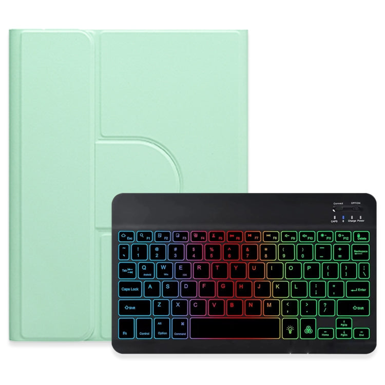 For iPad 10th Gen 10.9 2022 Three-color Backlight Black 360 Degree Rotatable Bluetooth Keyboard Leather Case(Mint Green) - Universal by PMC Jewellery | Online Shopping South Africa | PMC Jewellery