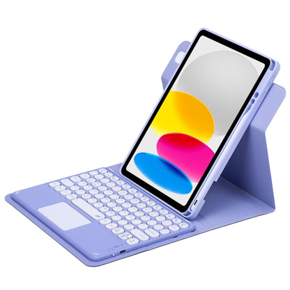 For iPad 10th Gen 10.9 2022 Round Button 360 Degree Rotatable Bluetooth Keyboard Leather Case with Touchpad(Light Purple) - Universal by PMC Jewellery | Online Shopping South Africa | PMC Jewellery