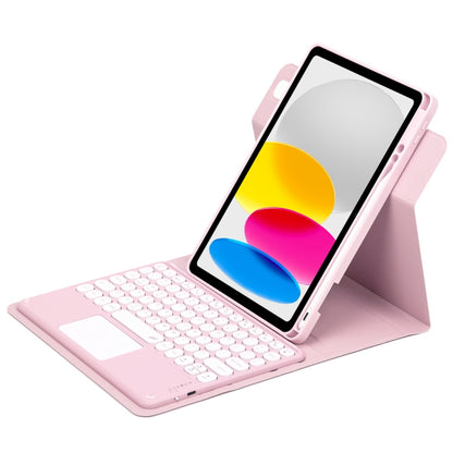 For iPad 10th Gen 10.9 2022 Round Button 360 Degree Rotatable Bluetooth Keyboard Leather Case with Touchpad(Pink) - Universal by PMC Jewellery | Online Shopping South Africa | PMC Jewellery