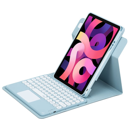 For iPad Air 2022 / iPad Pro 11 2021 Round Button 360 Degree Rotatable Bluetooth Keyboard Leather Case with Touchpad(Sky Blue) - Universal by PMC Jewellery | Online Shopping South Africa | PMC Jewellery