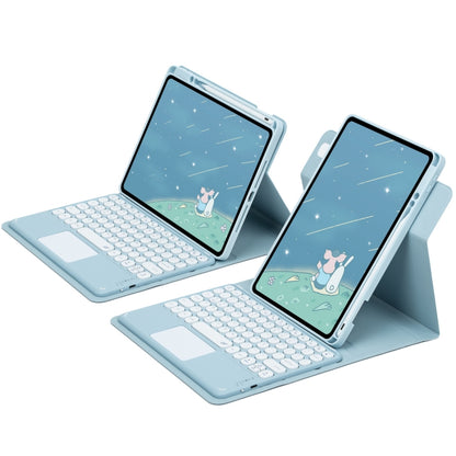 For iPad Air 2022 / iPad Pro 11 2021 Round Button 360 Degree Rotatable Bluetooth Keyboard Leather Case with Touchpad(Sky Blue) - Universal by PMC Jewellery | Online Shopping South Africa | PMC Jewellery