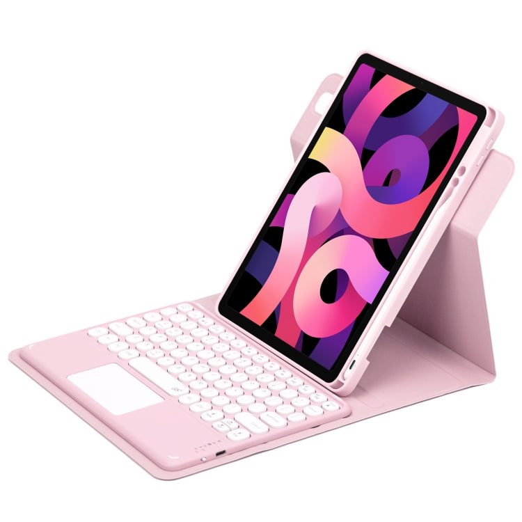 For iPad Air 2022 / iPad Pro 11 2021 Round Button 360 Degree Rotatable Bluetooth Keyboard Leather Case with Touchpad(Pink) - Universal by PMC Jewellery | Online Shopping South Africa | PMC Jewellery