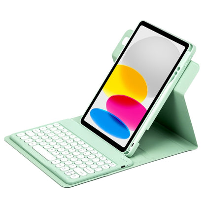 For iPad 10th Gen 10.9 2022 Round Button 360 Degree Rotatable Bluetooth Keyboard Leather Case(Mint Green) - Universal by PMC Jewellery | Online Shopping South Africa | PMC Jewellery