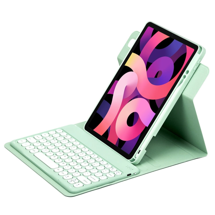 For iPad Air 2022 / iPad Pro 11 2021 Round Button 360 Degree Rotatable Bluetooth Keyboard Leather Case(Mint Green) - Universal by PMC Jewellery | Online Shopping South Africa | PMC Jewellery