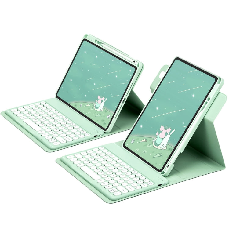 For iPad Air 2022 / iPad Pro 11 2021 Round Button 360 Degree Rotatable Bluetooth Keyboard Leather Case(Mint Green) - Universal by PMC Jewellery | Online Shopping South Africa | PMC Jewellery