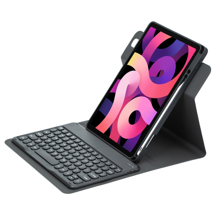 For iPad Air 2022 / iPad Pro 11 2021 Round Button 360 Degree Rotatable Bluetooth Keyboard Leather Case(Black) - Universal by PMC Jewellery | Online Shopping South Africa | PMC Jewellery