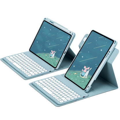 For iPad 10.2 2021 / Air 2019 Round Button 360 Degree Rotatable Bluetooth Keyboard Leather Case(Mist Blue) - Universal by PMC Jewellery | Online Shopping South Africa | PMC Jewellery