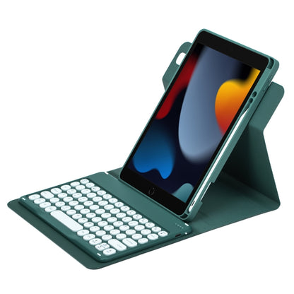 For iPad 10.2 2021 / Air 2019 Round Button 360 Degree Rotatable Bluetooth Keyboard Leather Case(Dark Green) - Universal by PMC Jewellery | Online Shopping South Africa | PMC Jewellery