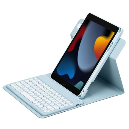 For iPad 10.2 2021 / Air 2019 Round Button 360 Degree Rotatable Bluetooth Keyboard Leather Case(Sky Blue) - Universal by PMC Jewellery | Online Shopping South Africa | PMC Jewellery