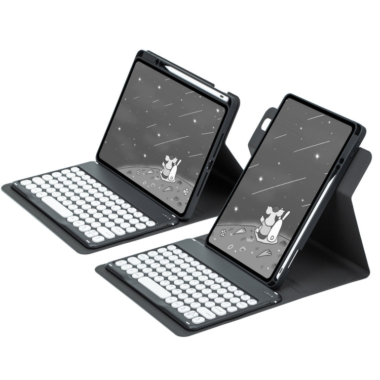 For iPad 10.2 2021 / Air 2019 Round Button 360 Degree Rotatable Bluetooth Keyboard Leather Case(Black) - Universal by PMC Jewellery | Online Shopping South Africa | PMC Jewellery