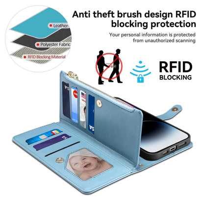 For iPhone 16 Pro Max ESEBLE Star Series Lanyard Zipper Wallet RFID Leather Case(Blue) - iPhone 16 Pro Max Cases by ESEBLE | Online Shopping South Africa | PMC Jewellery | Buy Now Pay Later Mobicred