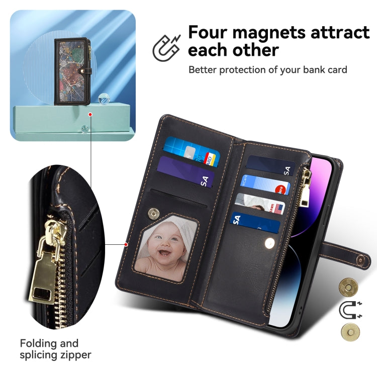 For iPhone 16 Plus ESEBLE Star Series Lanyard Zipper Wallet RFID Leather Case(Black) - iPhone 16 Plus Cases by ESEBLE | Online Shopping South Africa | PMC Jewellery | Buy Now Pay Later Mobicred