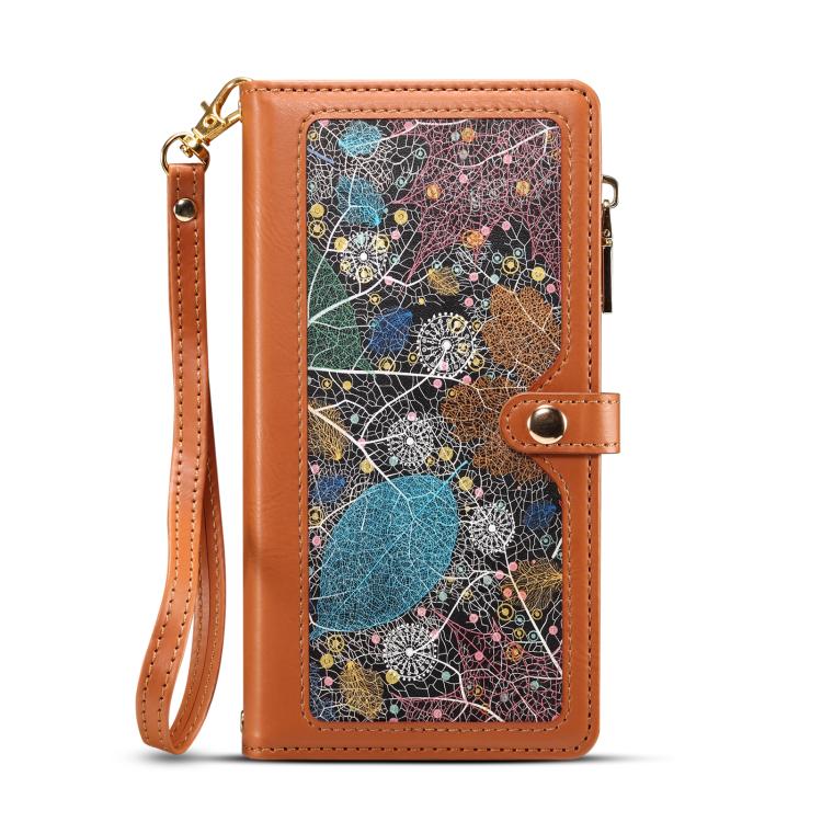 For iPhone 16e ESEBLE Star Series Lanyard Zipper Wallet RFID Leather Case(Brown) - iPhone 16e Cases by ESEBLE | Online Shopping South Africa | PMC TechLife | Buy Now Pay Later Mobicred