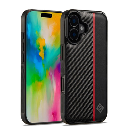 For iPhone 16 LC.IMEEKE 3 in 1 Carbon Fiber Texture Shockproof Phone Case(Black) - iPhone 16 Cases by LC.IMEEKE | Online Shopping South Africa | PMC Jewellery | Buy Now Pay Later Mobicred