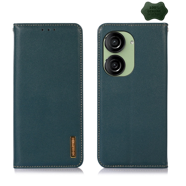 For Asus ZenFone 10 / ZenFone 9 KHAZNEH Nappa Top Layer Cowhide Leather Phone Case(Green) - ASUS Cases by PMC Jewellery | Online Shopping South Africa | PMC Jewellery