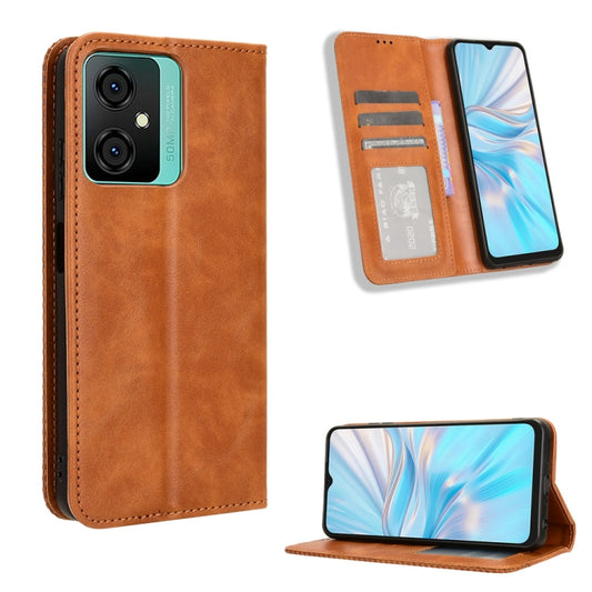 For Blackview Oscal C70 Magnetic Buckle Retro Texture Leather Phone Case(Brown) - More Brand by PMC Jewellery | Online Shopping South Africa | PMC Jewellery