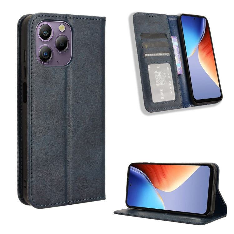 For Blackview A96 Magnetic Buckle Retro Texture Leather Phone Case(Blue) - More Brand by PMC Jewellery | Online Shopping South Africa | PMC Jewellery