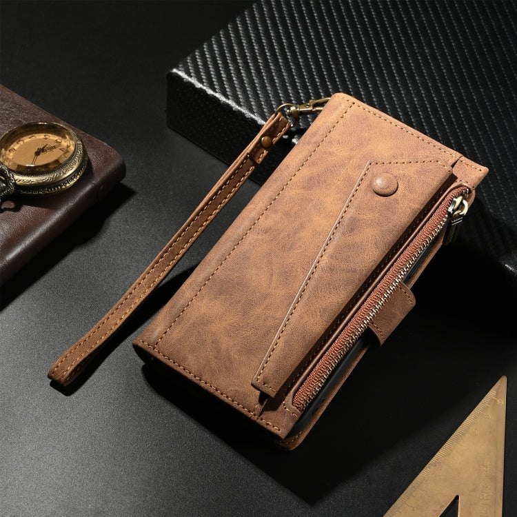 For iPhone 16 Pro ESEBLE Retro Frosted RFID Flip Leather Phone Case(Brown) - free shipping - PMC TechLife - Order now!