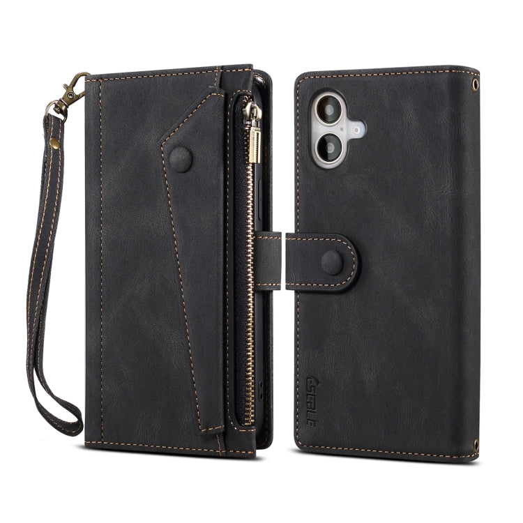 For iPhone 16 ESEBLE Retro Frosted RFID Flip Leather Phone Case(Black) - free shipping - PMC TechLife - Order now!