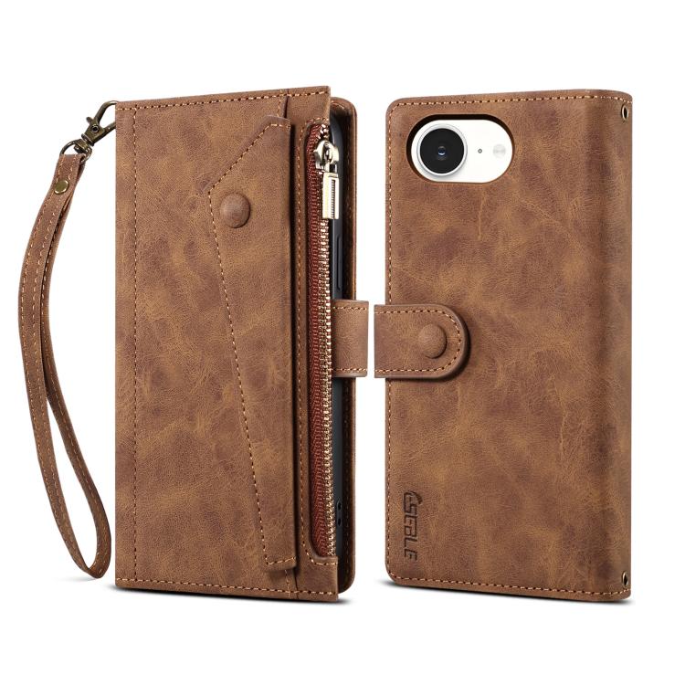 For iPhone 16e ESEBLE Retro Frosted RFID Flip Leather Phone Case(Brown) - free shipping - PMC TechLife - Order now!