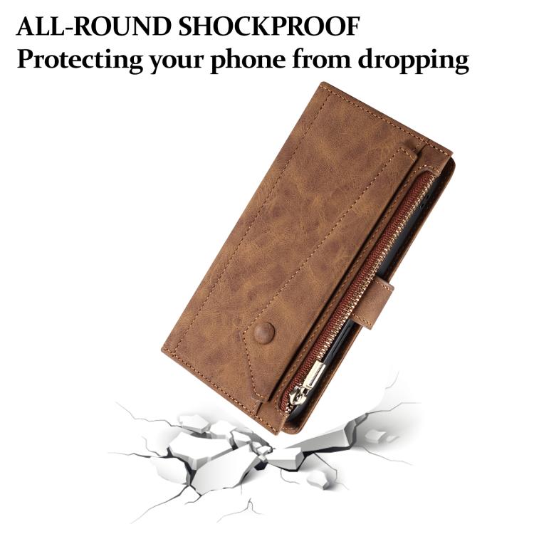 For iPhone 16e ESEBLE Retro Frosted RFID Flip Leather Phone Case(Brown) - free shipping - PMC TechLife - Order now!