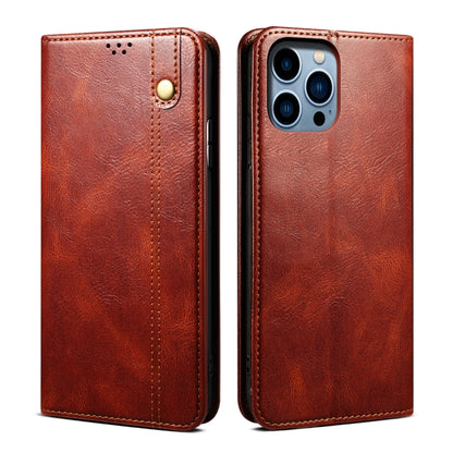 For iPhone 16 Pro Oil Wax Crazy Horse Texture Leather Phone Case(Brown) - iPhone 16 Pro Cases by PMC Jewellery | Online Shopping South Africa | PMC Jewellery | Buy Now Pay Later Mobicred