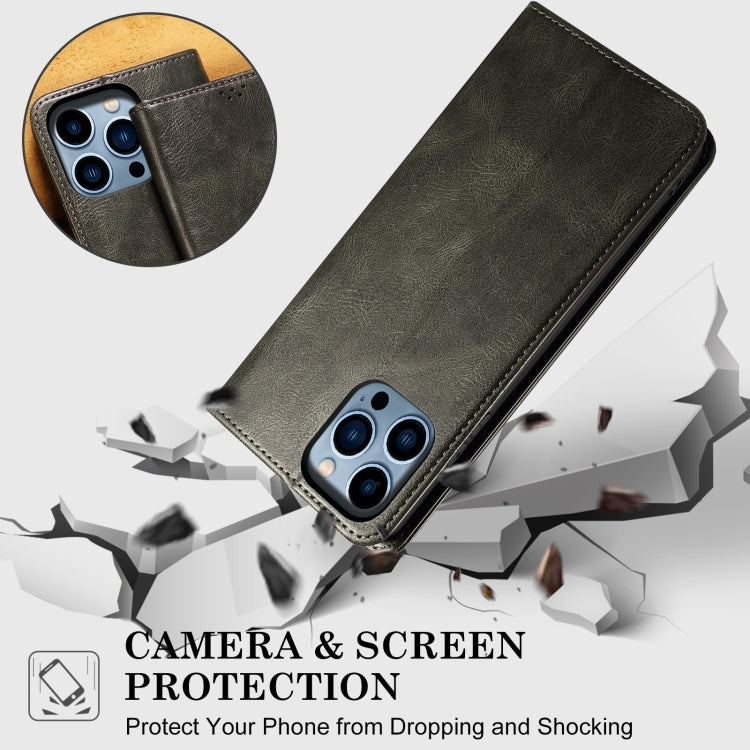 For iPhone 16 Oil Wax Crazy Horse Texture Leather Phone Case(Green) - iPhone 16 Cases by PMC TechLife | Online Shopping South Africa | PMC TechLife | Buy Now Pay Later Mobicred