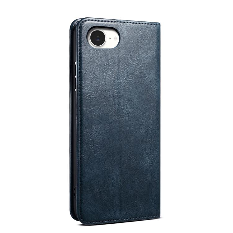 For iPhone 16e Oil Wax Crazy Horse Texture Leather Phone Case(Blue) - iPhone 16e Cases by PMC TechLife | Online Shopping South Africa | PMC TechLife | Buy Now Pay Later Mobicred