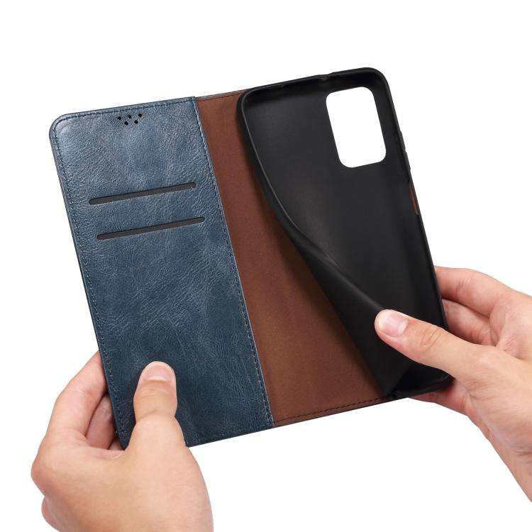 For iPhone 16e Oil Wax Crazy Horse Texture Leather Phone Case(Blue) - iPhone 16e Cases by PMC TechLife | Online Shopping South Africa | PMC TechLife | Buy Now Pay Later Mobicred