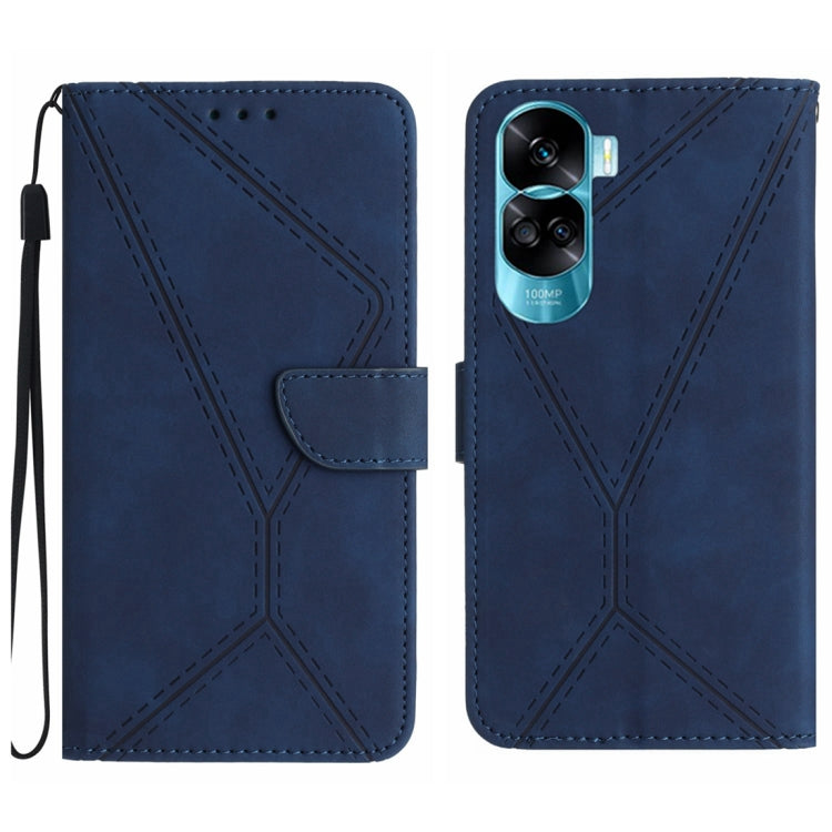 For Honor 90 Lite Stitching Embossed Leather Phone Case(Blue) - Honor Cases by PMC Jewellery | Online Shopping South Africa | PMC Jewellery