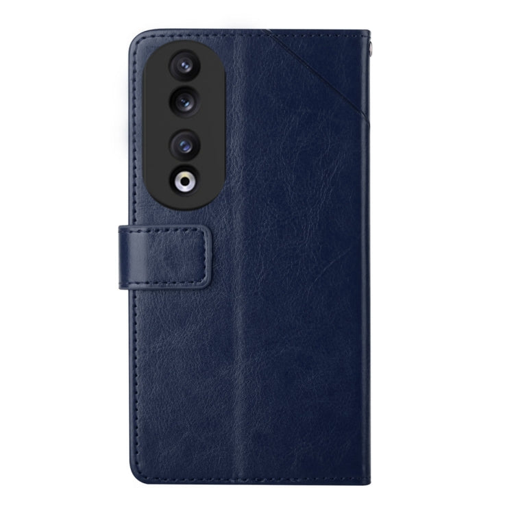 For Honor 90 Y-shaped Pattern Flip Leather Phone Case(Blue) - Honor Cases by PMC Jewellery | Online Shopping South Africa | PMC Jewellery