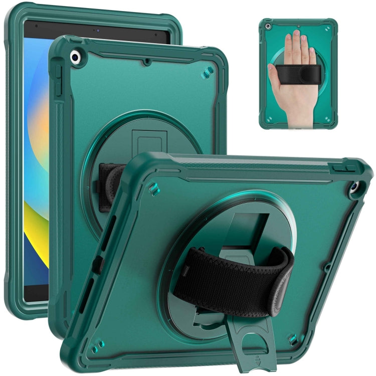 For iPad 10.2 2021 / 2020 / 2019 Heavy Duty Hybrid Tablet Case with Handle & Strap(Dark Green) - iPad 10.2 Cases by PMC Jewellery | Online Shopping South Africa | PMC Jewellery