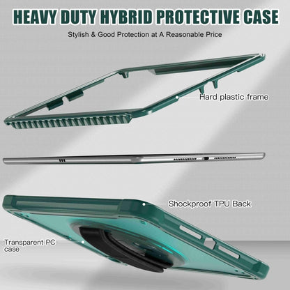 For iPad 10.2 2021 / 2020 / 2019 Heavy Duty Hybrid Tablet Case with Handle & Strap(Dark Green) - iPad 10.2 Cases by PMC Jewellery | Online Shopping South Africa | PMC Jewellery