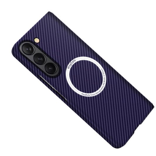 For Samsung Galaxy Z Fold5 Carbon Fiber Texture MagSafe Magnetic Phone Case(Purple) - Galaxy Z Fold5 Cases by PMC Jewellery | Online Shopping South Africa | PMC Jewellery