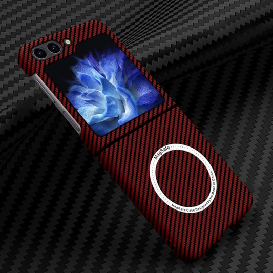 For Samsung Galaxy Z Flip5 Carbon Fiber Texture MagSafe Magnetic Phone Case(Red) - Galaxy Z Flip5 Cases by PMC Jewellery | Online Shopping South Africa | PMC Jewellery