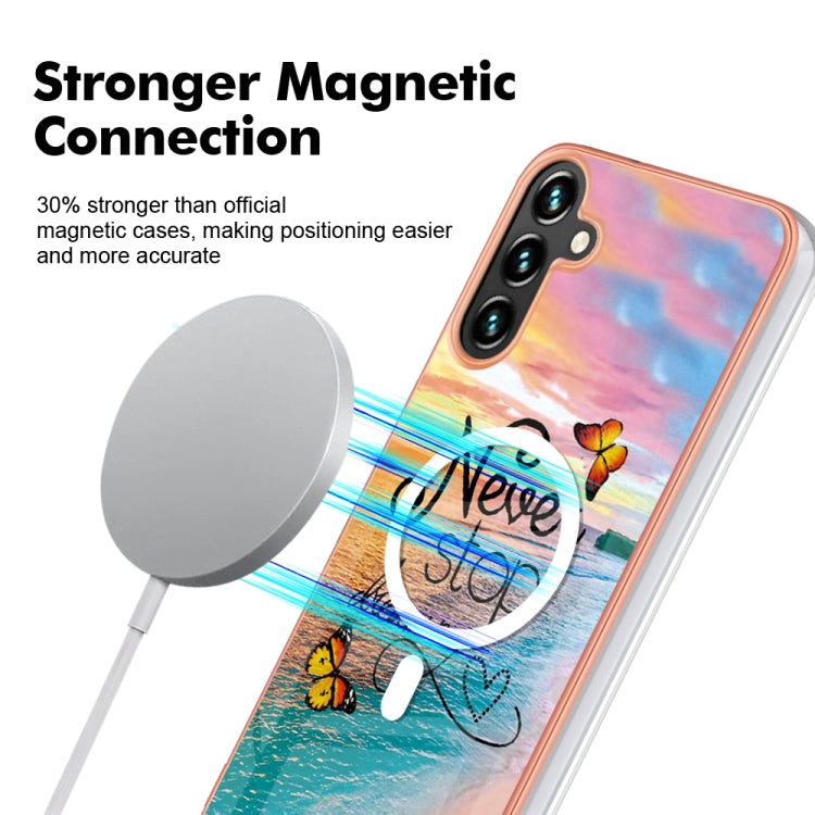 For Samsung Galaxy A34 5G Marble Pattern Dual-side IMD Magsafe TPU Phone Case(Dream Butterfly) - Galaxy Phone Cases by PMC TechLife | Online Shopping South Africa | PMC TechLife