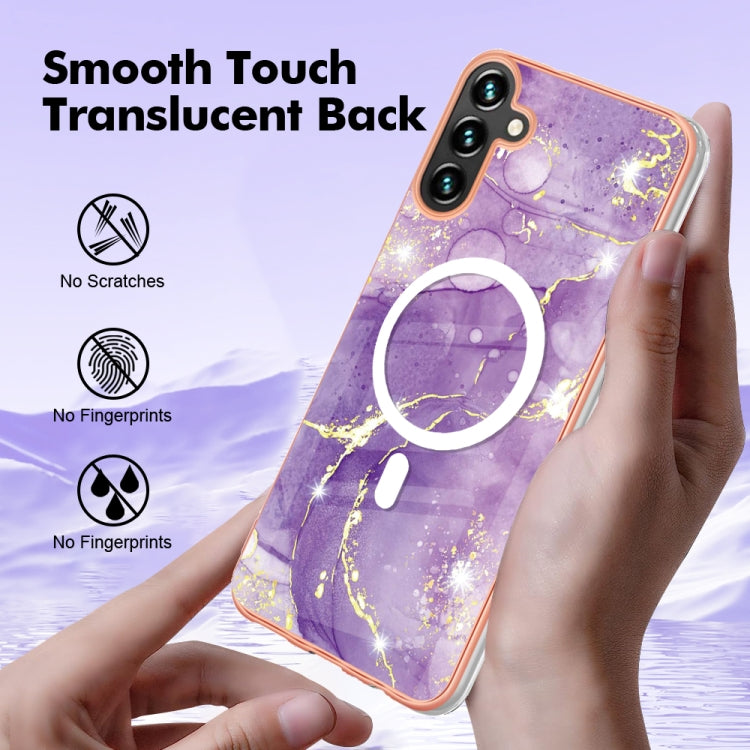 For Samsung Galaxy A54 5G Marble Pattern Dual-side IMD Magsafe TPU Phone Case(Purple 002) - Galaxy Phone Cases by PMC Jewellery | Online Shopping South Africa | PMC Jewellery