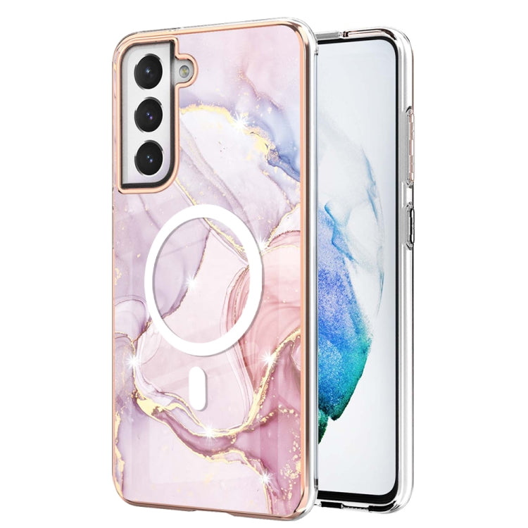 For Samsung Galaxy S21 FE 5G Marble Pattern Dual-side IMD Magsafe TPU Phone Case(Rose Gold 005) - Galaxy Phone Cases by PMC Jewellery | Online Shopping South Africa | PMC Jewellery