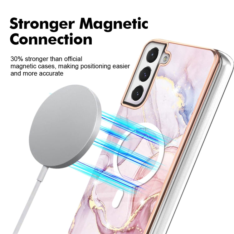 For Samsung Galaxy S21 FE 5G Marble Pattern Dual-side IMD Magsafe TPU Phone Case(Rose Gold 005) - Galaxy Phone Cases by PMC TechLife | Online Shopping South Africa | PMC TechLife
