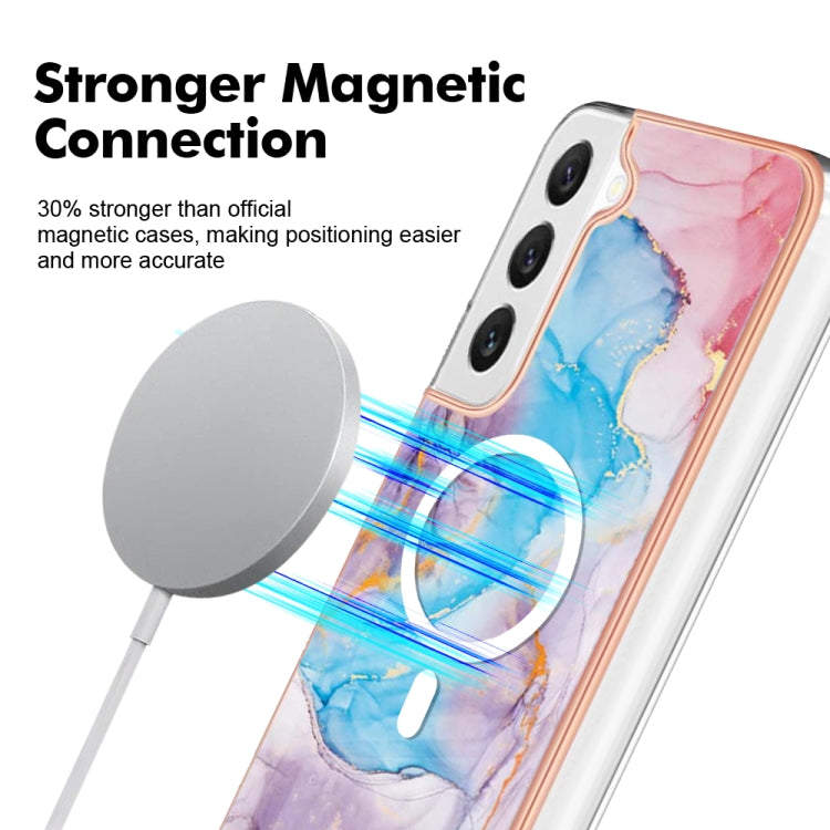 For Samsung Galaxy S23 5G Marble Pattern Dual-side IMD Magsafe TPU Phone Case(Blue Marble) - Galaxy S23 5G Cases by PMC TechLife | Online Shopping South Africa | PMC TechLife