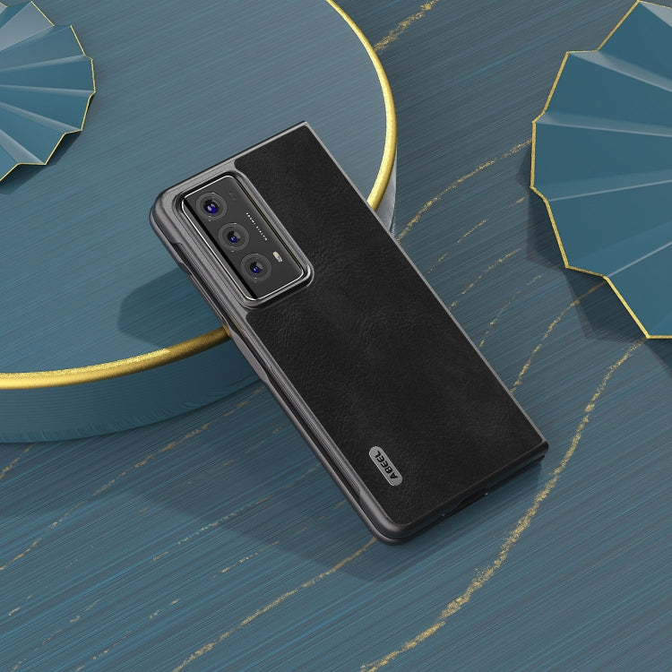 For Honor Magic V2 ABEEL Cowhide Texture PU Phone Case(Black) - Honor Cases by PMC TechLife | Online Shopping South Africa | PMC TechLife | Buy Now Pay Later Mobicred